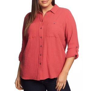 1.STATE Plus Patch-Pocket Gauze Shirt Size 1X 100% Cotton‎